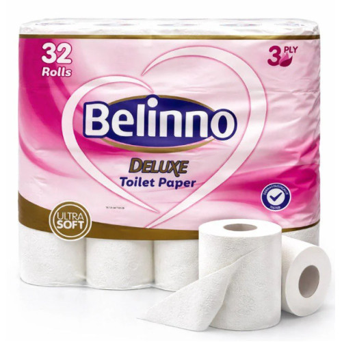 Туалетний папір Belinno Deluxe тришаровий, 32 рулони